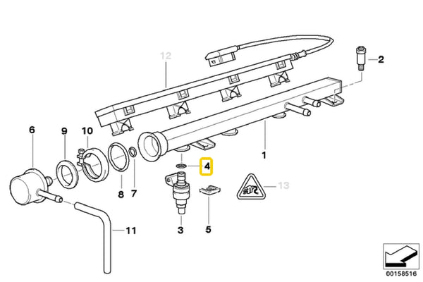 Fuel Injector / Pressure Regulator O-Ring - 13641730767