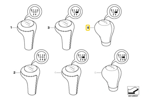 Genuine 5 Speed Leather M-Tech Shifter Knob - 25117896031