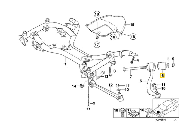 E39 Front Lower Tie Bar To Chassis Bush (535i - 540i - M5)