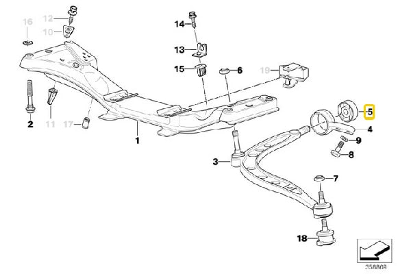 E36 318ti Front Wishbone Rear Bush, Aluminium Outer Caster Offset