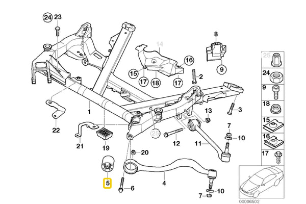 E39 Front Lower Tie Bar To Chassis Bush (520i - 530i)