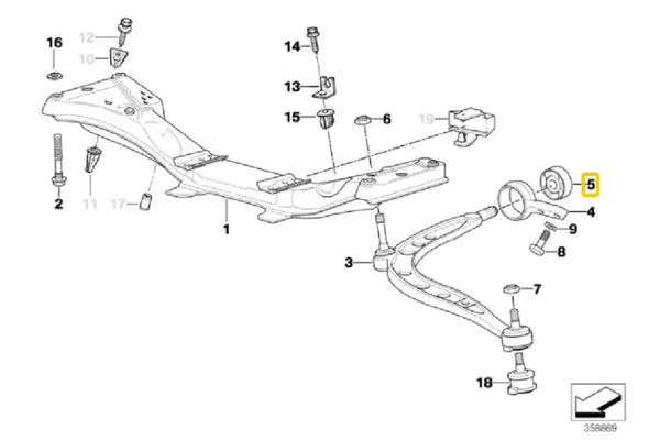 E36 Front Wishbone Rear Bush, Aluminium Outer Caster Offset