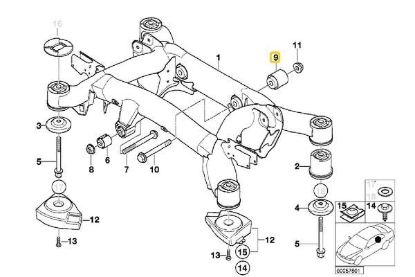 E39 Rear Diff Rear Mounting Bush (535i - 540i - M5)