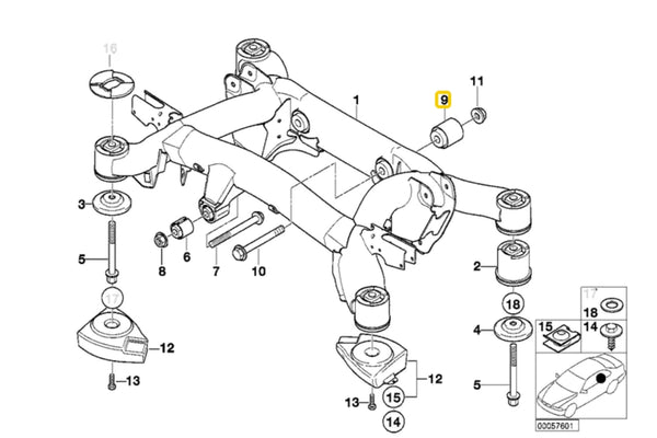 E39 Rear Diff Rear Mounting Bush (520i - 530i)