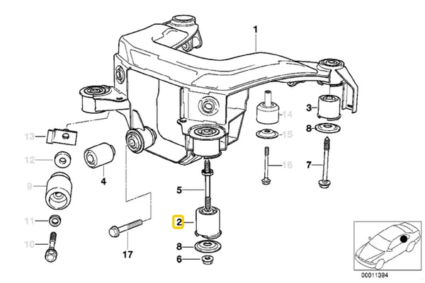 E36 Rear Subframe Front Mounting Bush