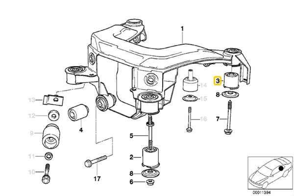 E36 Rear Subframe Rear Mounting Bush Insert