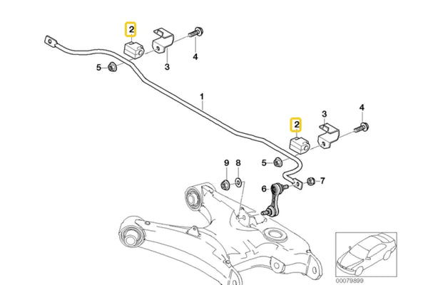 E39 Rear Roll Bar Mounting Bush 14mm