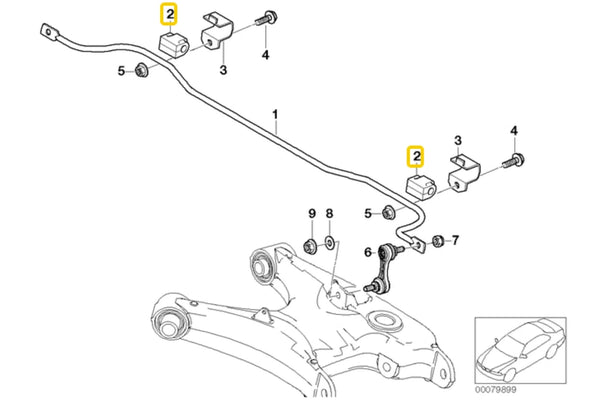 E39 Rear Anti Roll Bar Mounting Bush 13mm