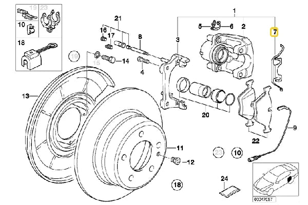 Rear Brake Caliper Retaining Clip / Spring - 34211153199