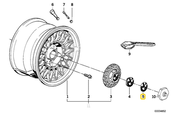 BMW Adhesive Wheel Emblem 70mm - 36131122132 - E12, E28, E34, E24, E23, E32