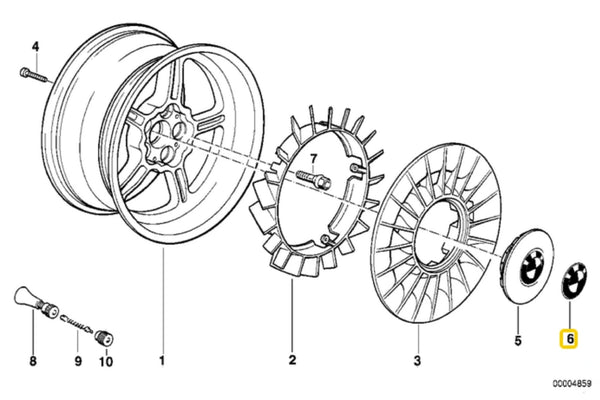 BMW Adhesive Wheel Emblem 70mm - 36131122132 - E12, E28, E34, E24, E23, E32