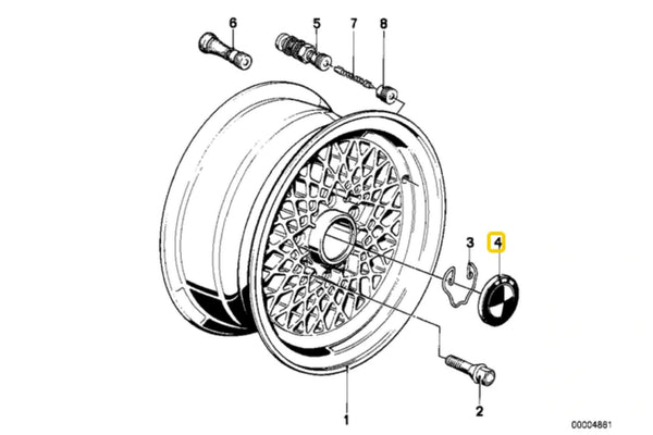 BMW Adhesive Wheel Emblem 70mm - 36131122132 - E12, E28, E34, E24, E23, E32