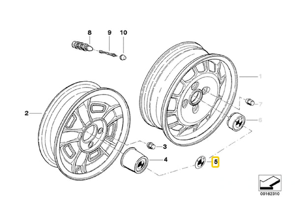 BMW Adhesive Wheel Emblem 45mm - 36131181082