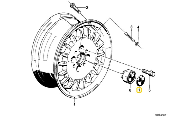 BMW Adhesive Wheel Emblem 45mm - 36131181082