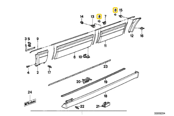 Grommet for Moulding Clip - 51121867907