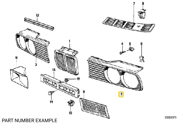 E30 Headlight Grille LHS - 51131876091