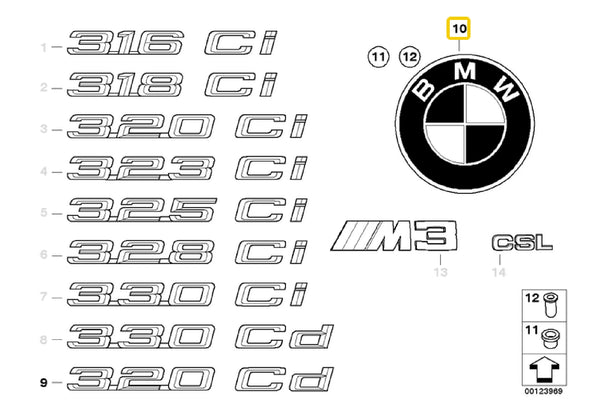 BMW Boot Emblem 74mm  - 51148219237