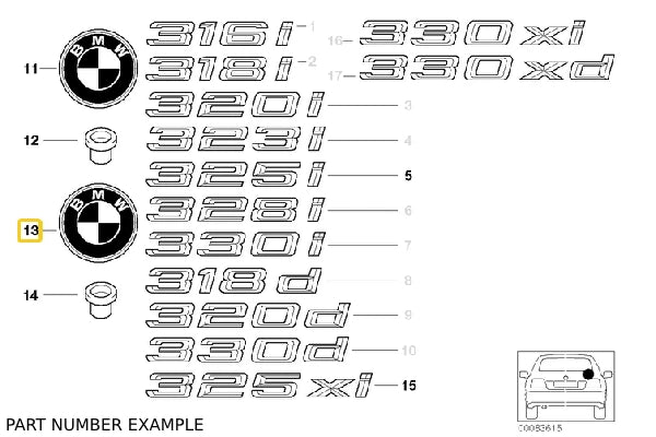 Genuine Rear Boot Emblem - 51148240128