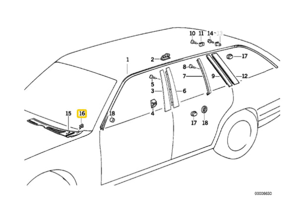 Windscreen Cowl / Scuttle Panel Clips  – 51711928946