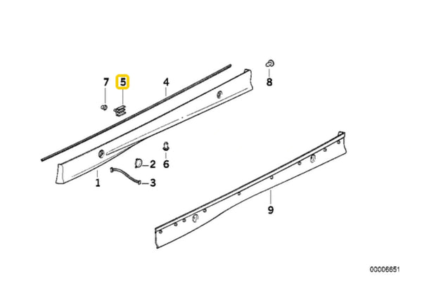 Rocker Panel Moulding Clip / Side Skirt Retention Clip – 51712234032